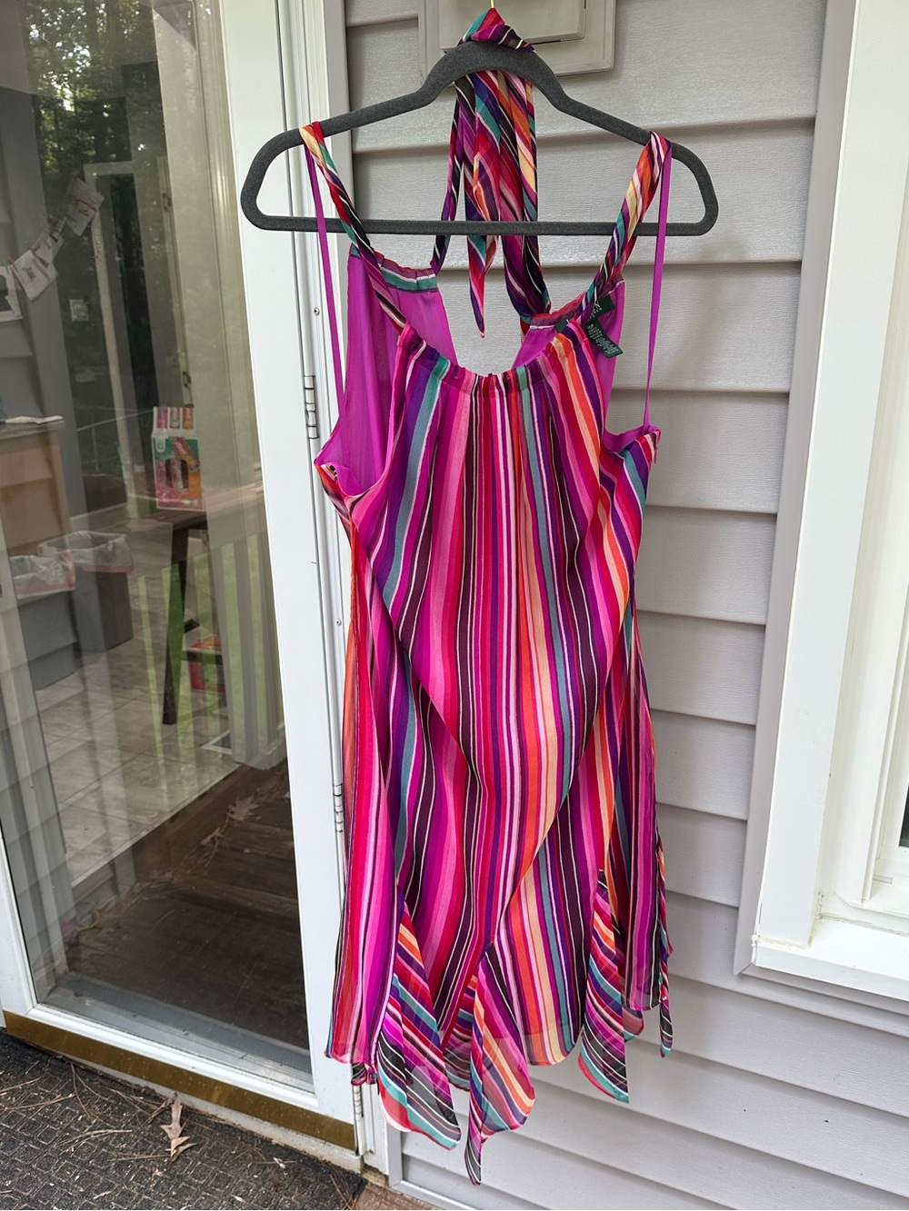 NWT Ralph Lauren Multicolor Striped Sleeveless handkerchief Midi Dress size 10P